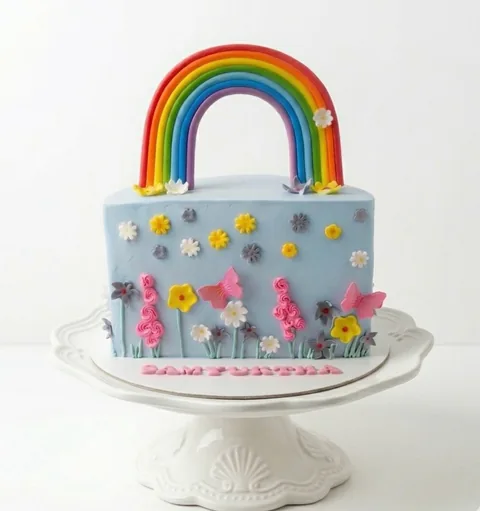 Rainbow garden custom cake by Lueur Patisserie