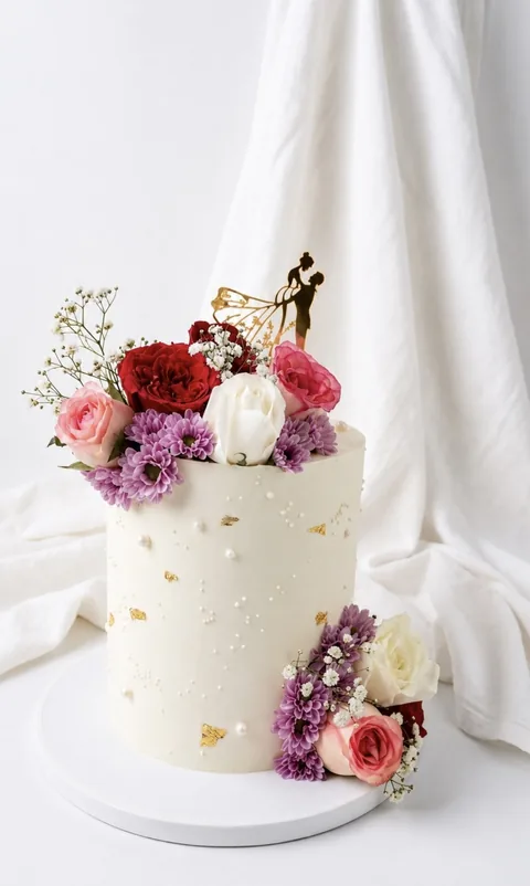 Floral cascade custom cake by Lueur Patisserie