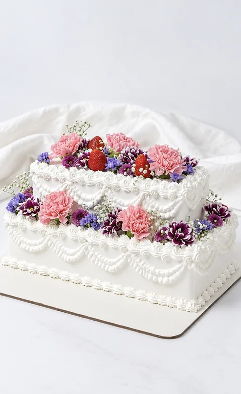 Berries and blooms custom cake by Lueur Patisserie