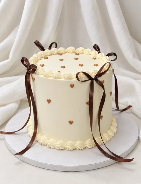 Ribbons and hearts custom cake by Lueur Patisserie