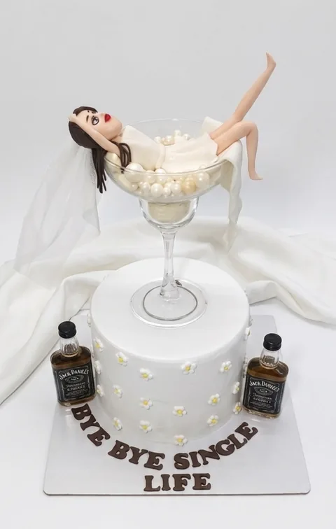 Cocktail celebration custom cake by Lueur Patisserie