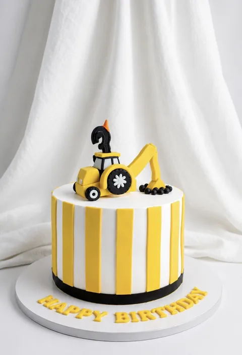 Yellow racing stripes custom cake by Lueur Patisserie