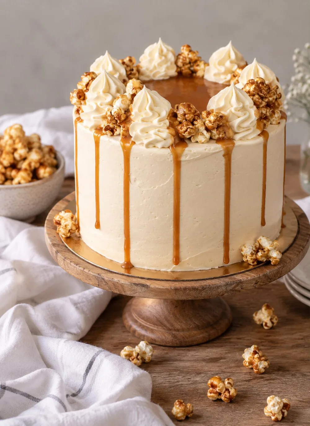 Caramel Popcorn Crunch Cake
