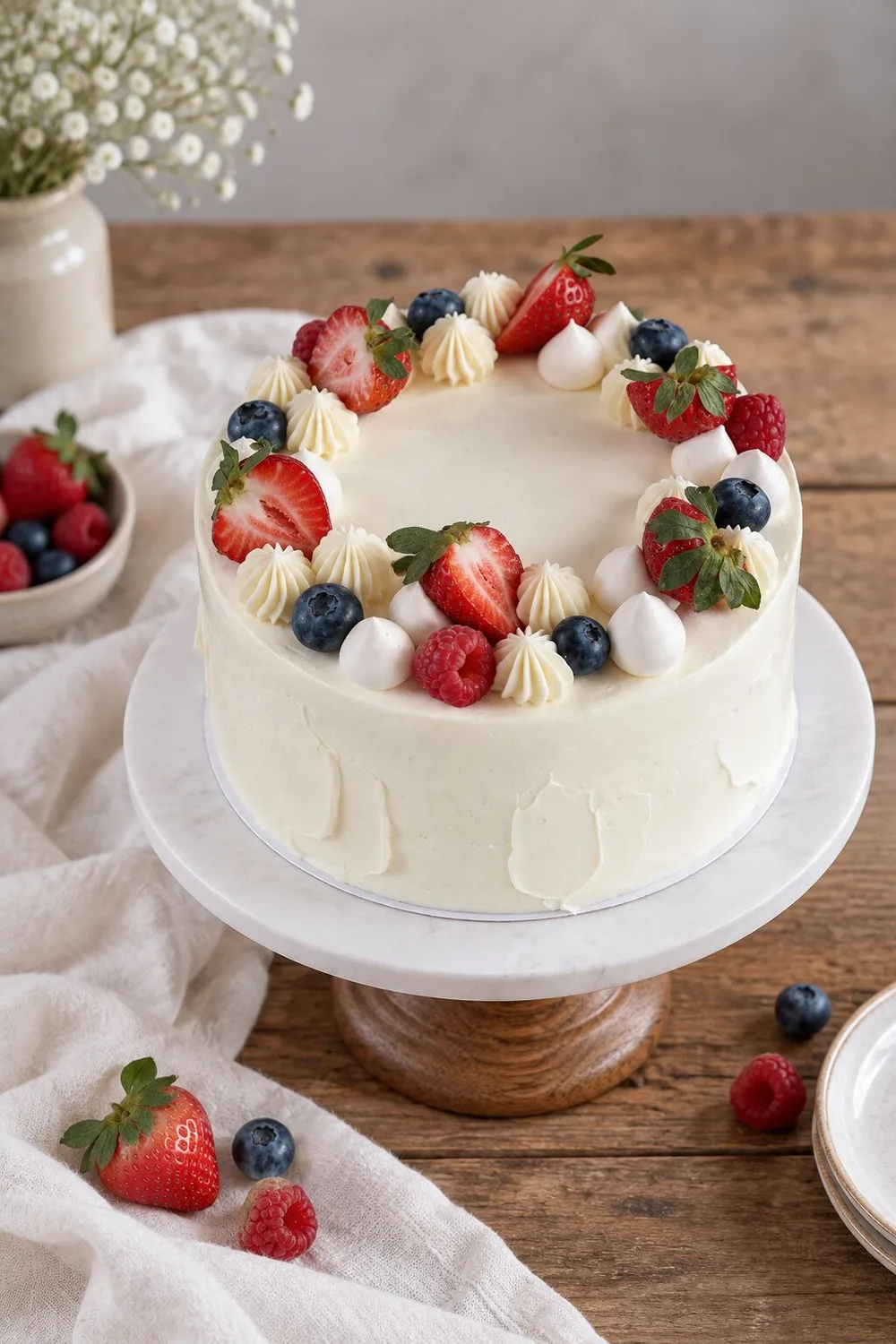 Lueur Berryblush celebration cake with fresh berries